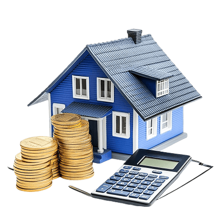 house and coins illustration